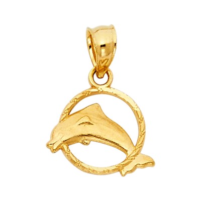 14k Gelbgold Delfin Anhänger
