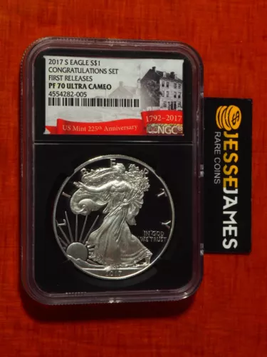2017 S PROOF SILVER EAGLE NGC PF70 ULTRA CAMEO FR FROM CONGRATULATIONS SET