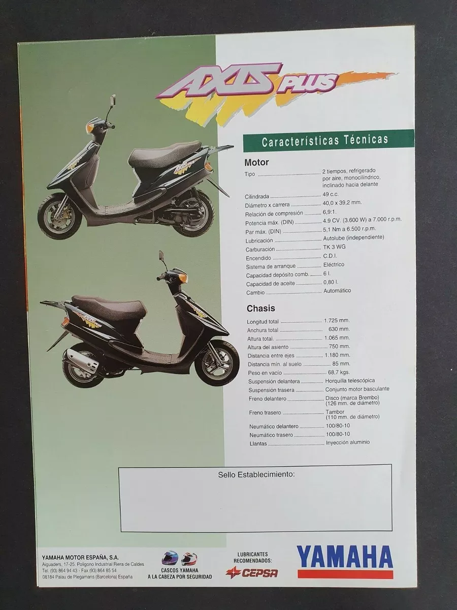 YAMAHA JOG 90 MOTORCYCLE/SCOOTER BROCHURE SPEC TO REAR 4 Pgs SPANISH VNC