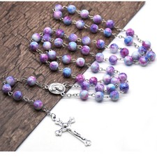 New Pearl Rosary Beads Necklace Christian Cross Catholic Rosary Beads Gifts