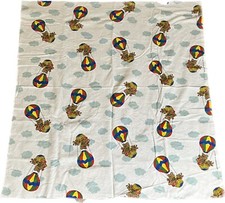 Tailored Baby Receiving Blanket VTG White Teddy Bear Hot Air Balloon