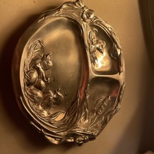 ARTHUR COURT Duck Child Plate 3 Divided Section 1998 Polished Aluminum Metal Art