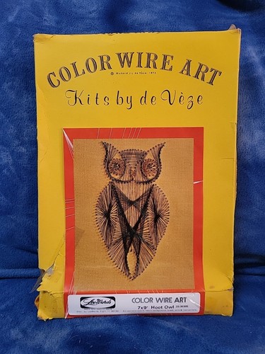 Vintage 1972 LeeWards Color Wire Art Kit by de Veze 8x11" Hoot Owl With Box
