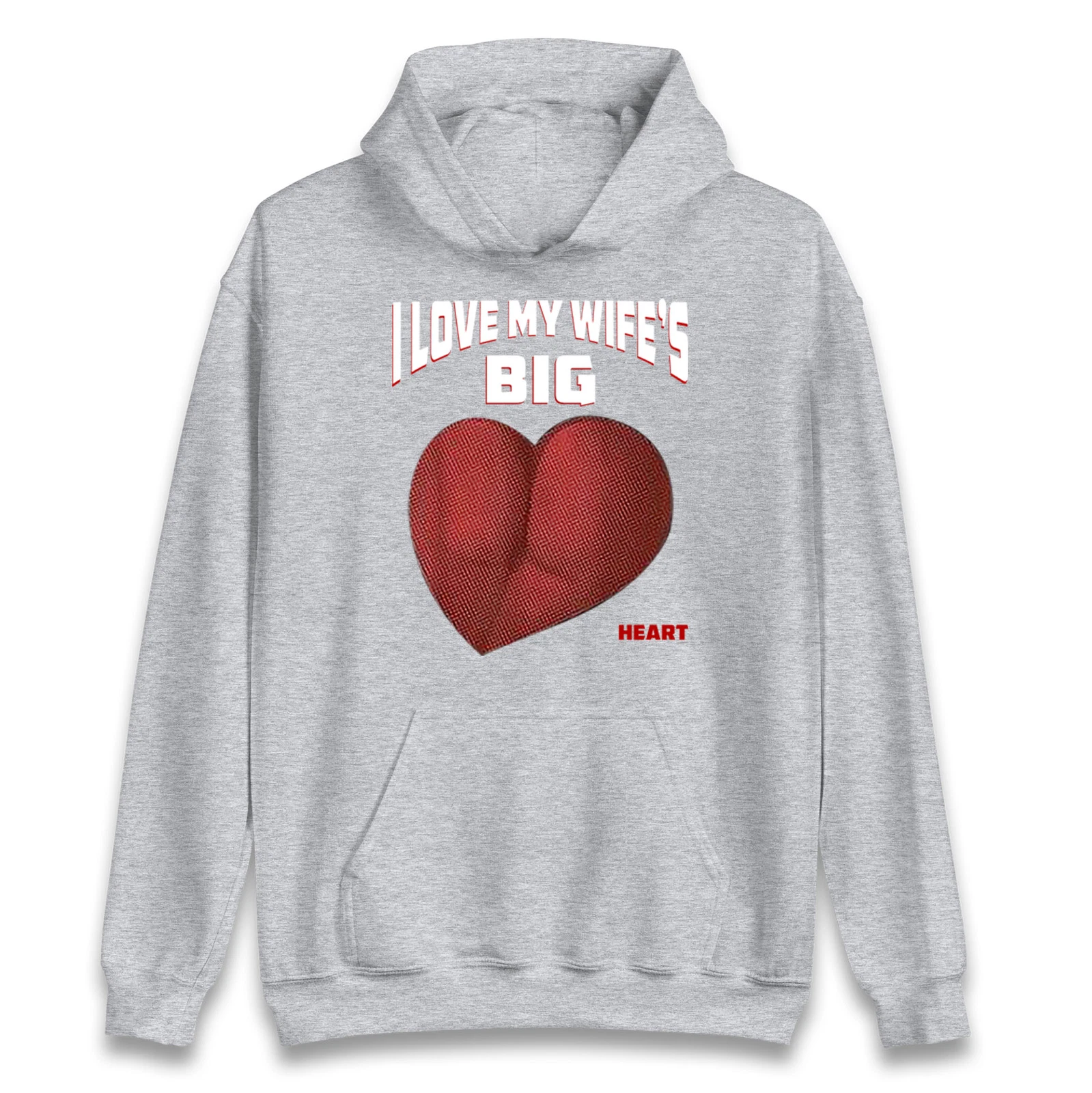 Felpa con cappuccio I Love My Wife's Big Heart San Valentino cappuccio regalo scherzo divertente adulto