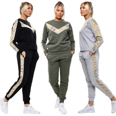 Ladies Long Sleeve Plain Lounge Wear Set Casual Comfy Two Piece Womens Tracksuit