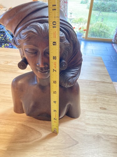 Bali Skulptur Frau Kopf Kleid Akt dunkles Holz Handarbeit - Bild 7 von 10