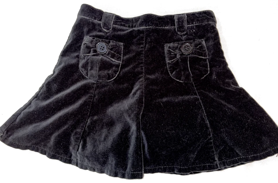 Gymboree WILD ONE Black Velvet SKORT Pockets Buttons Pleated GIRLS 7 SKIRT ONLY - Image 2 of 4