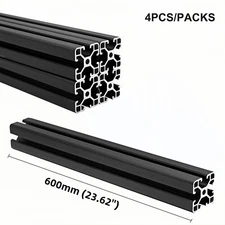 4PCS 4040 T Slot Aluminum Profile Extrusion EUROPEAN Standard BLACK 600mm 23.6''