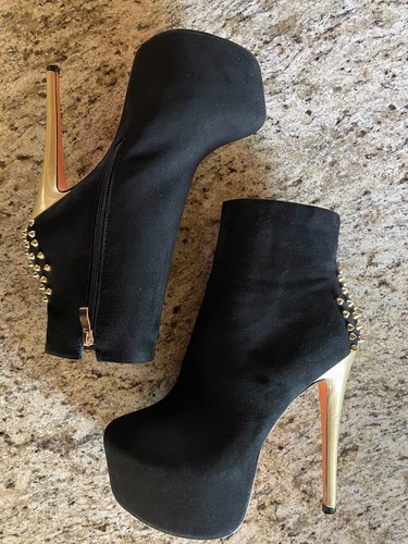Sexy Womens Round Toe High Heel Platform Ankle Boots Spike Booties - size 10 41 - Picture 6 of 11