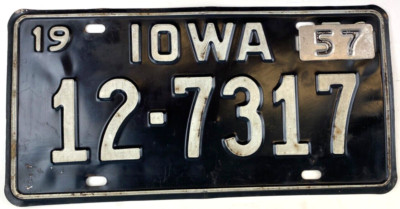 Vintage Iowa 1957 License Plate Car Butler Co. Man Cave Wall Decor ...