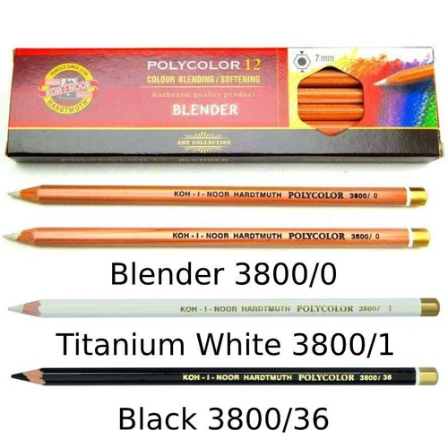 KOH I NOOR - Polycolor Colour Blending Softening Pencils - White Black Sketching