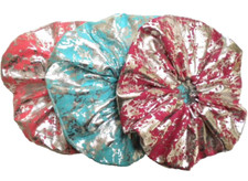3 JUMBO SCRUNCHIE HAIR TIES - 100% COTTON!- MADE IN USA! - SHINY SILVER MARBLE!