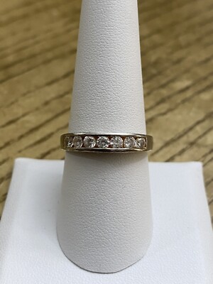 Stauer Sterlingsilber signiert Chanel Set facettierter Kristall Bandring Größe 8,75
