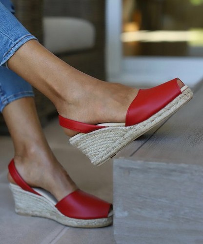 red wedge sandals size 5