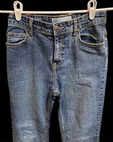 Faded Glory Girl's Medium Blue Denim Stretch Flare Mid Rise Jeans Size 14 Reg - Picture 3 of 7