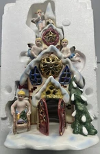 Grandeur Noel Lighted Ceramic Cherub Christmas Holiday House Superb Beautiful