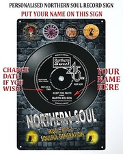 Personalised Northern Soul Metal Sign, Scooter sign, Northern Soul Record Sign