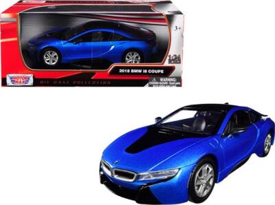2018 BMW i8 Coupe Metallic Blue with Black Top 1/24 Diecast Model Car by