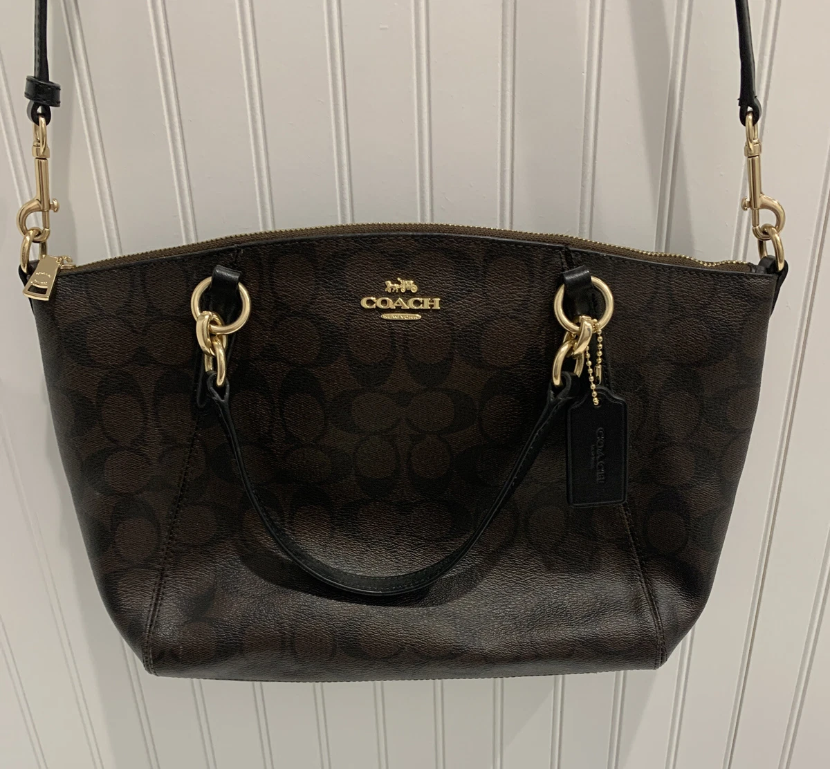 Coach Black Monogram Canvas Small Kelsey Satchel