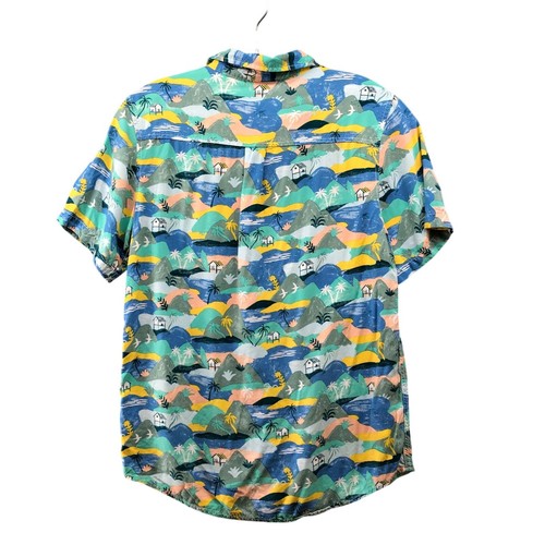 Cat & Jack Boys XL (16) Hawaiian Shirt Multicolor Blue Green Palm Tropical - Picture 2 of 8