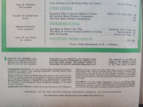 WOMAN'S HOME COMPANION MAGAZINE VINTAGE 1952 LOT OF 3 FASHION, FAMILY, HOME ADS - Picture 4 of 5