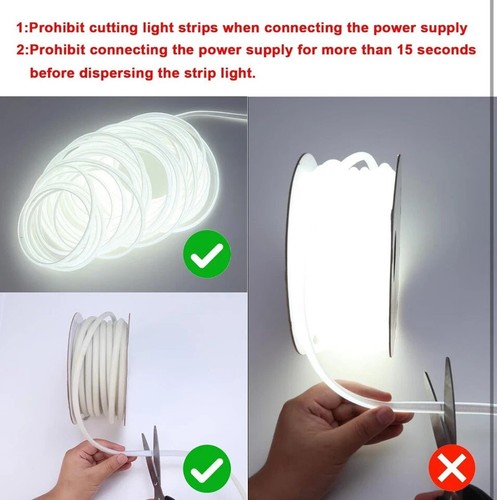 AC 110V COB LED Strip Light Outdoor Waterproof 32.8 ft, 6000K Cool White - Picture 6 of 7