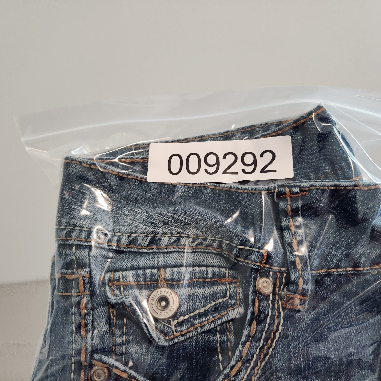Amethyst Jeans Womens 9 Blue Denim Stretch Low Rise Flap Pockets Bootcut 30x32