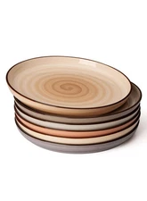 Porcelain Dinner Plates Set of 6-10 Inch Round Dish Set for Meals, Microwave ...