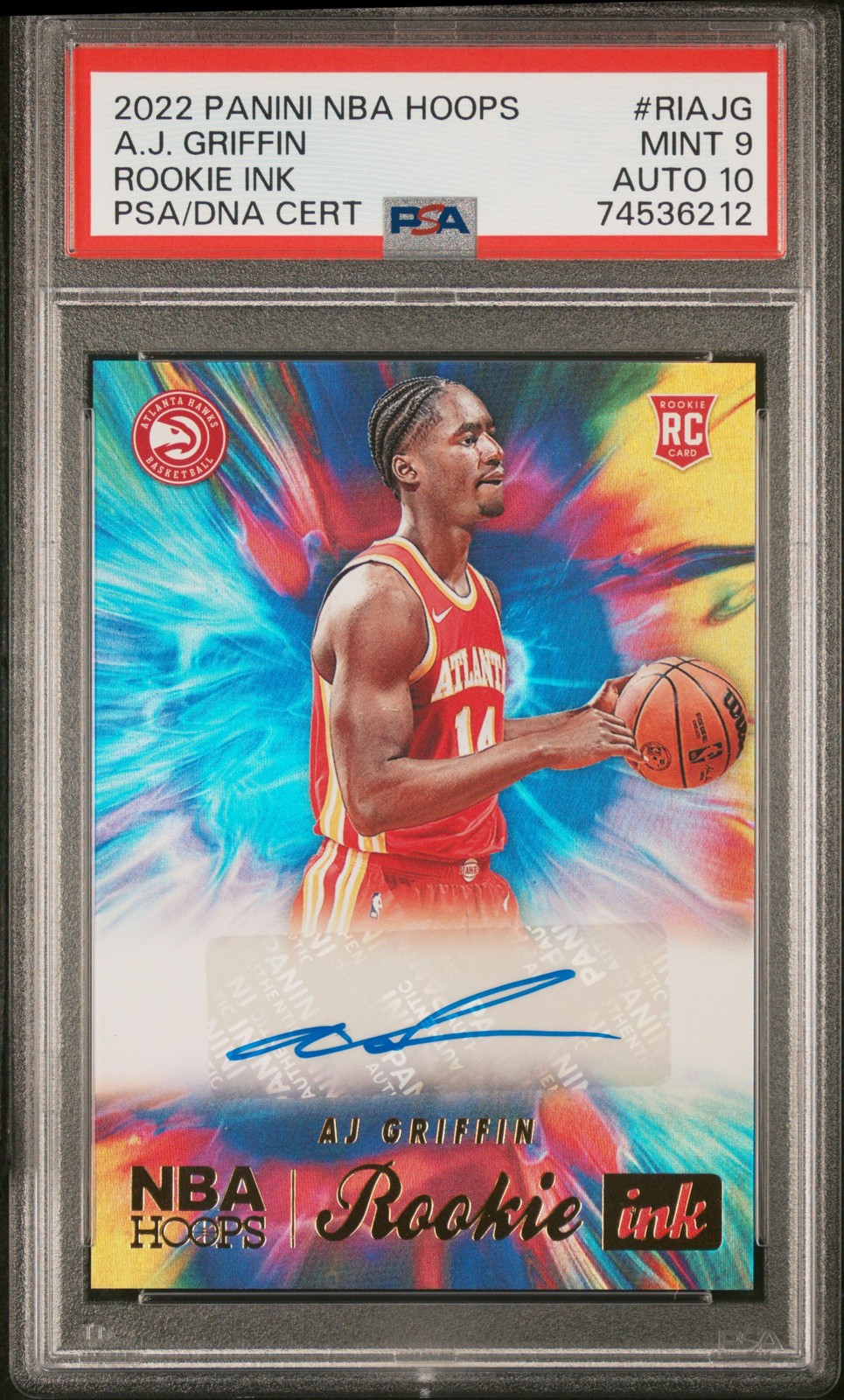 2022 Panini NBA Hoops Rookie Ink Aj Griffin #RIAJG Rookie Ink PSA 9 10007000