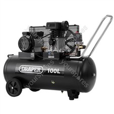 Draper 230V 100L Belt-Driven Air Compressor, 2.2kW/3HP