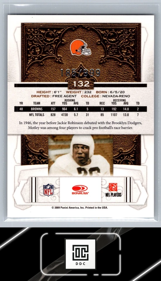 2009 Donruss Classics #132 Marion Motley #/999 - Image 2 of 2