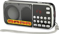 LETING FM Portable Radio with Flashlight, One-Key Search  Station Black
