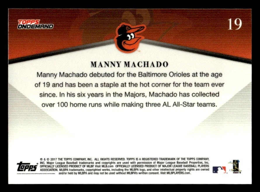 2017 Topps On Demand 600 HR Club - Manny Machado #19 /1632 - Image 2 of 2