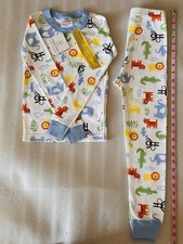 Hanna Andersson Org Cttn Long Johns PJS Zoo Animals Print US6-7 120cm NWT