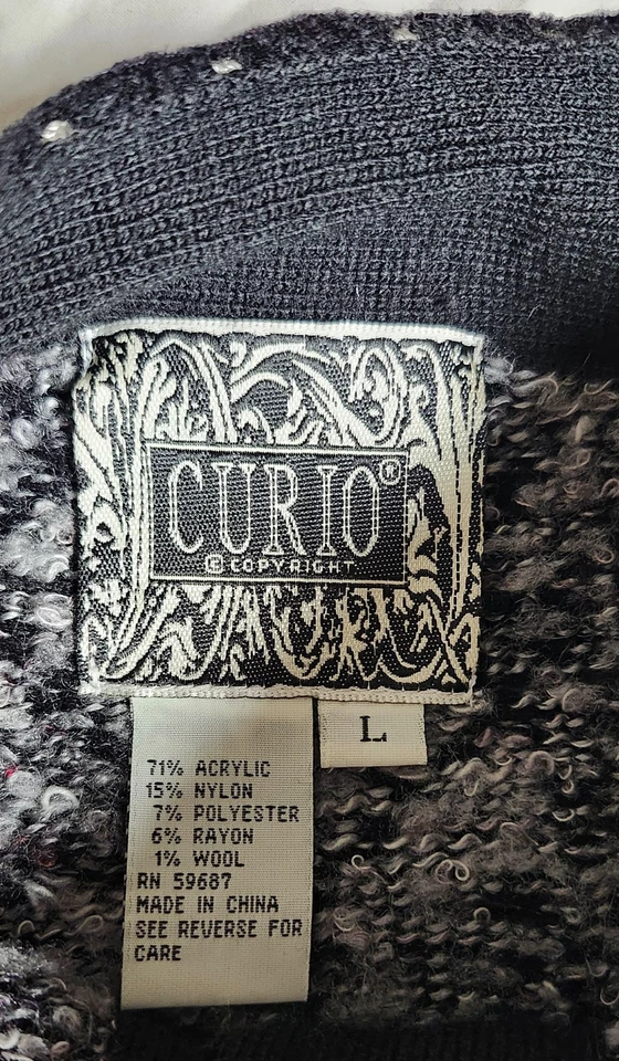 Curio Patchwork Boho Knit Sweater Artsy Cottagecore Vintage Women’s Size Large - Image 3 of 4