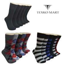 6 Pairs Men's Cotton Dress Crew Socks Comfortable Casual Soft Socks Size 10-13