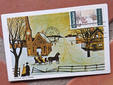 CHRISTMAS 1969 WINTER SCENE CURRIER & IVES EARLY COLORANO FIRT DAY CARD UNADDR