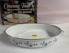 VTG Crowning Touch Harvest Blossom Porcelain Enamel Oval Roaster New Open Box