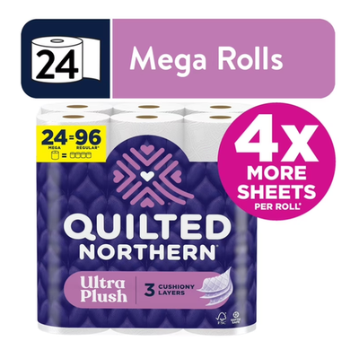 #ad Quilted Northern Ultra Plush 3Ply Toilet Paper24 Mega Rolls255 Sheets Per Roll $22.00