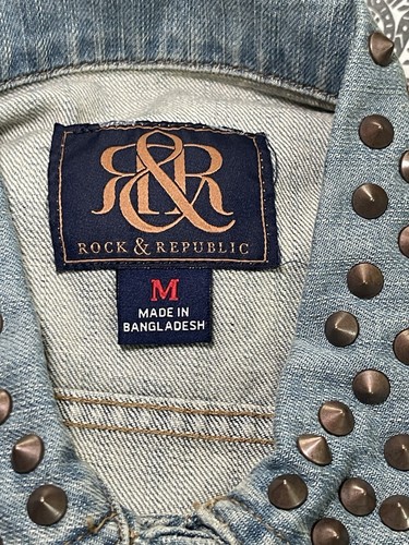 Rock & Republic Gunshow Jeansjacke Weste Nieten Raw Frayed Damen Größe M - Bild 6 von 10