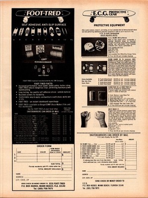 1978  Foot Tred & E.C.G PRINT  AD   1 page magazine   70s Skateboard  CA.24