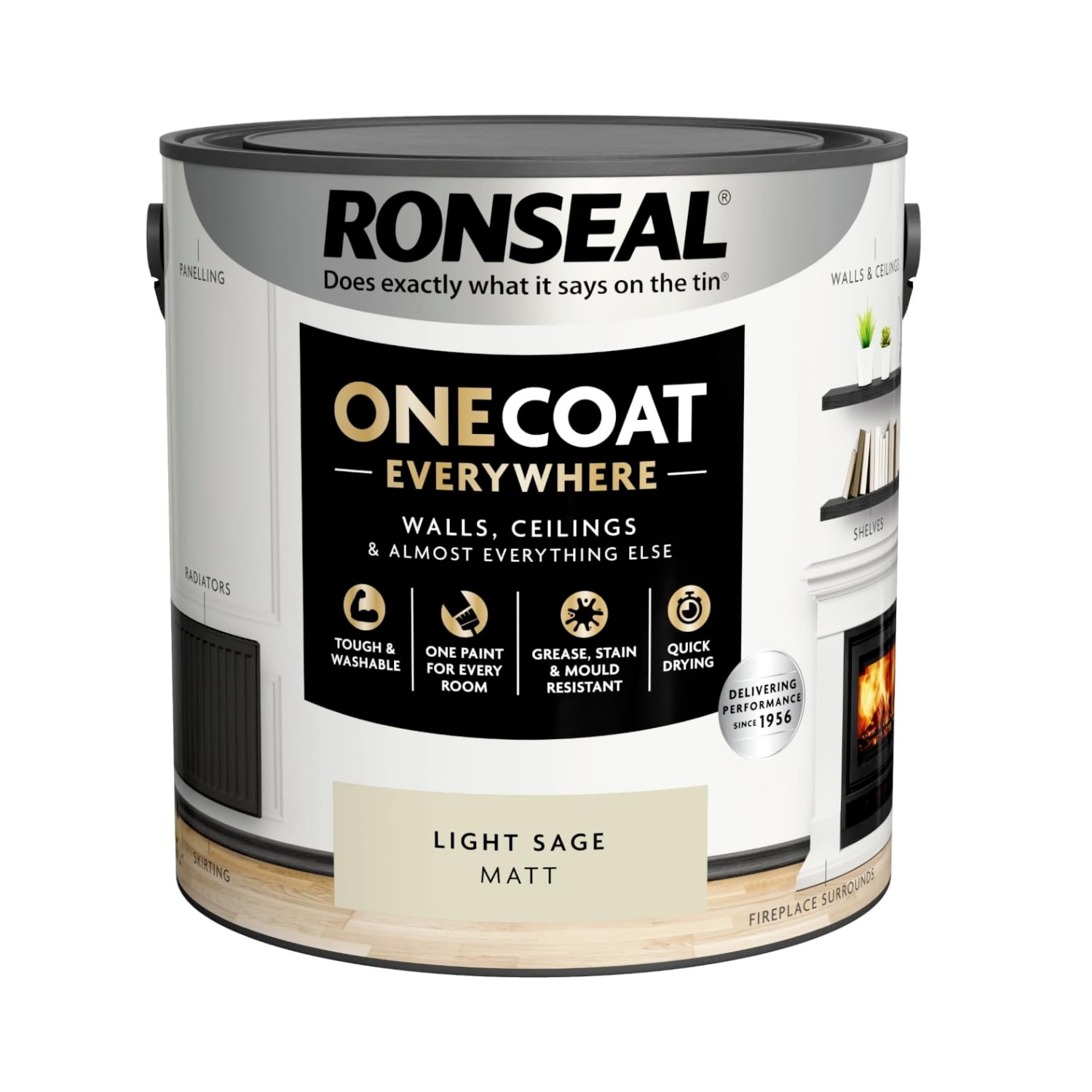 One Coat Everywhere Interior Paint Sage 2.5L Light Ronseal - Image 4