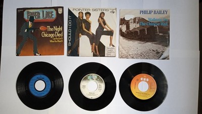 3 Single-Vinyl-Schallplatten: Paper Lace, Pointer Sisters, Philip Bailey