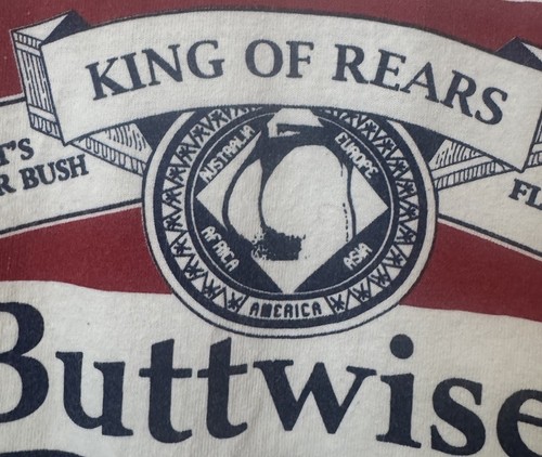 Vtg 80s Large T Shirt White Budweiser Sexy Buttwiser King Rears Butts Bikini - Picture 6 of 7