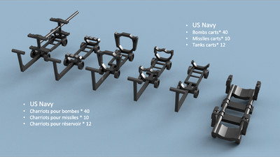 L'Arsenal Models 1/350 U.S. NAVY CARTS 3 STYLES (62) 3D Printed Set