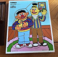 Playskool Sesame Street Bert  Ernie Wood Tray Puzzle 11 Pieces