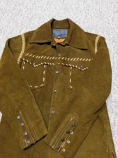 vintage 1960s 70s split suede S shirt-jacket WESTERN cowboy 40 leather cowhide