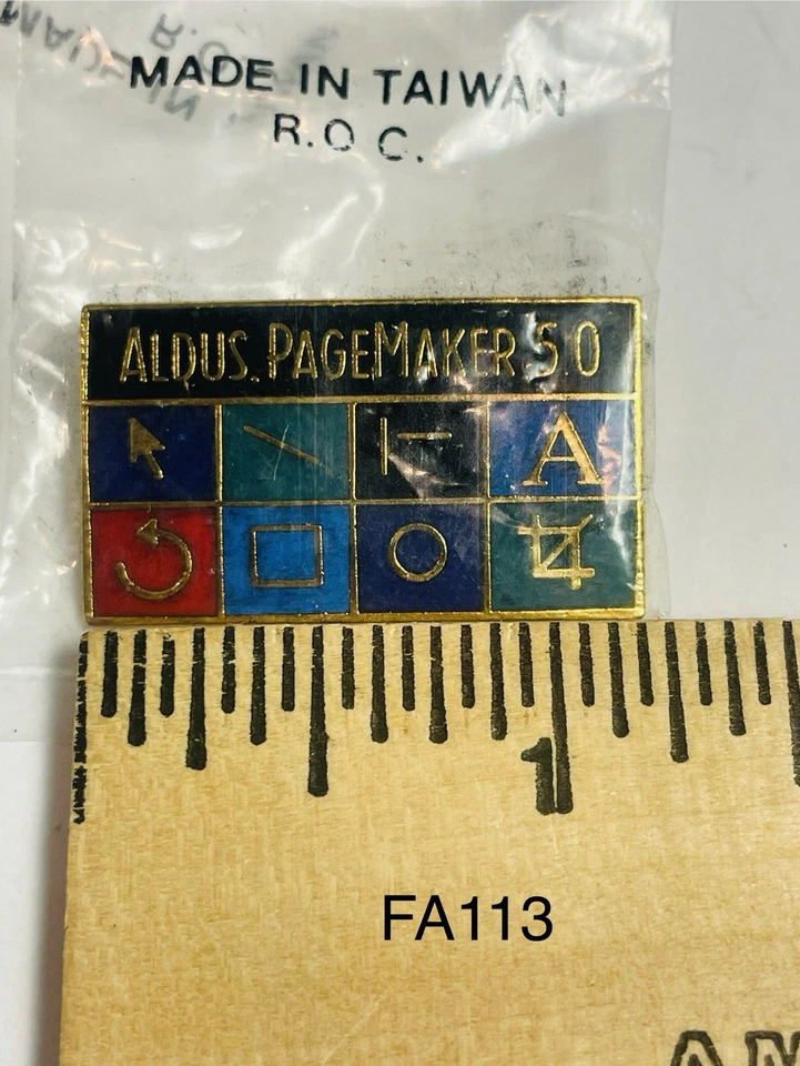 Vintage Aldus PageMaker 5.0 Computer Software Program Lapel Pin New In Bag - Image 4 of 4
