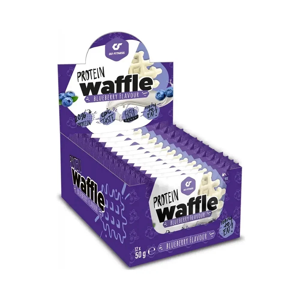 Go Fitness Protein Waffle (12x50g) White Chocolate Blueberry - MHD 26.07.26 - Bild 1 von 2