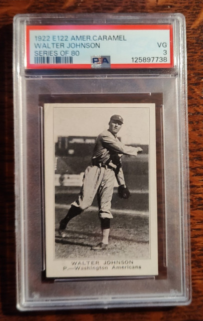 1922 MLB American Caramel Walter Johnson "Big Train" E Series BB Card PSA 3 VG